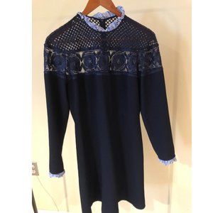 Sandro Navy Blue High-Necked Dress, Size 40 (EU)